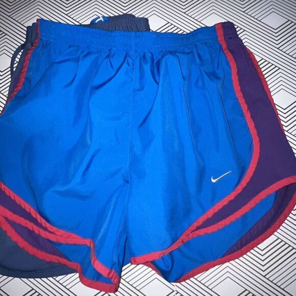 NIKE Dri Fit Women’s Shorts Lot Of 2 Sz Sm Blue Fold Over,‎ Blue Lined Read - Picture 2 of 8